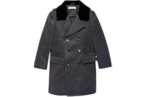Isaac Mizrahi Boy's 2-20 Velvet Collar Quilt Lined Wool Blend Peacoat