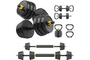 FEIERDUN Adjustable Dumbbells, 40/48/68/88lbs Free Weight Set with 4 Modes, Used as Barbell, Kettlebells, Push up Stand, Fitness Exercises for Home Gym Suitable Men/Women