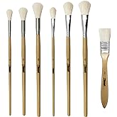 Sdanart Gilding Brush Set,7 PCS Professional Goat Hair Blend Mop Brush Set | For Acrylic Gouache Watercolor Oil Painting Gold foil and Gold Leaf Sheets