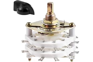 FOCMKEAS KCT Rotary Band Switch 2P6T 2 Pole 6 Position Band Channel Rotary Selector Switches 2 Deck Waveband switches with Knob for TV, Radio, Electronic Device