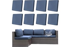 DREAHOTEXTIL 8Pcs Outdoor Cushions Covers Waterproof, Patio Cushion Covers, Stretch Cushion Covers Replacement,Cushion Slipcovers, Furniture Cushion Covers (Grey Blue, 8PCS)