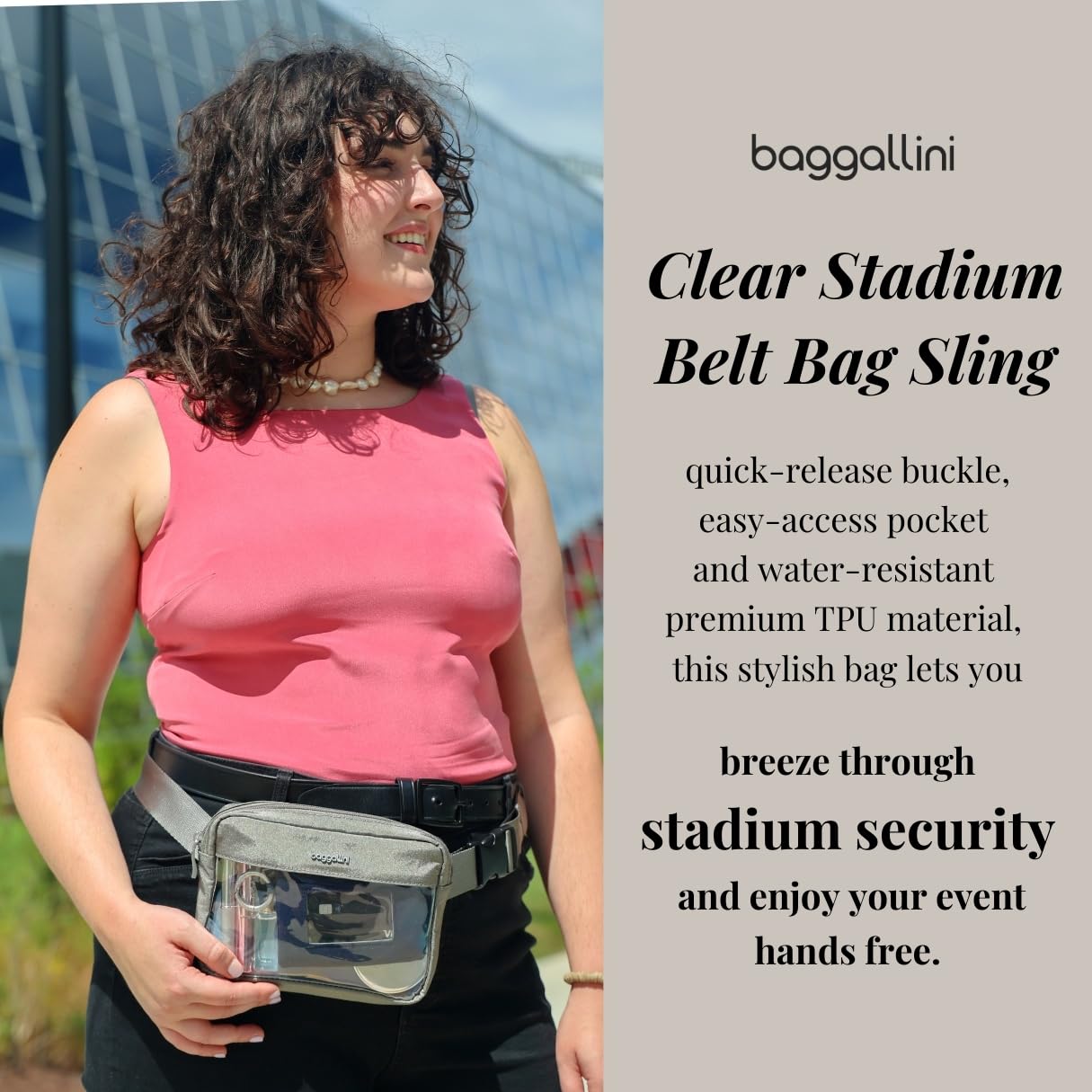 Baggallini Women's Clear Stadium Belt Bag Fanny Pack