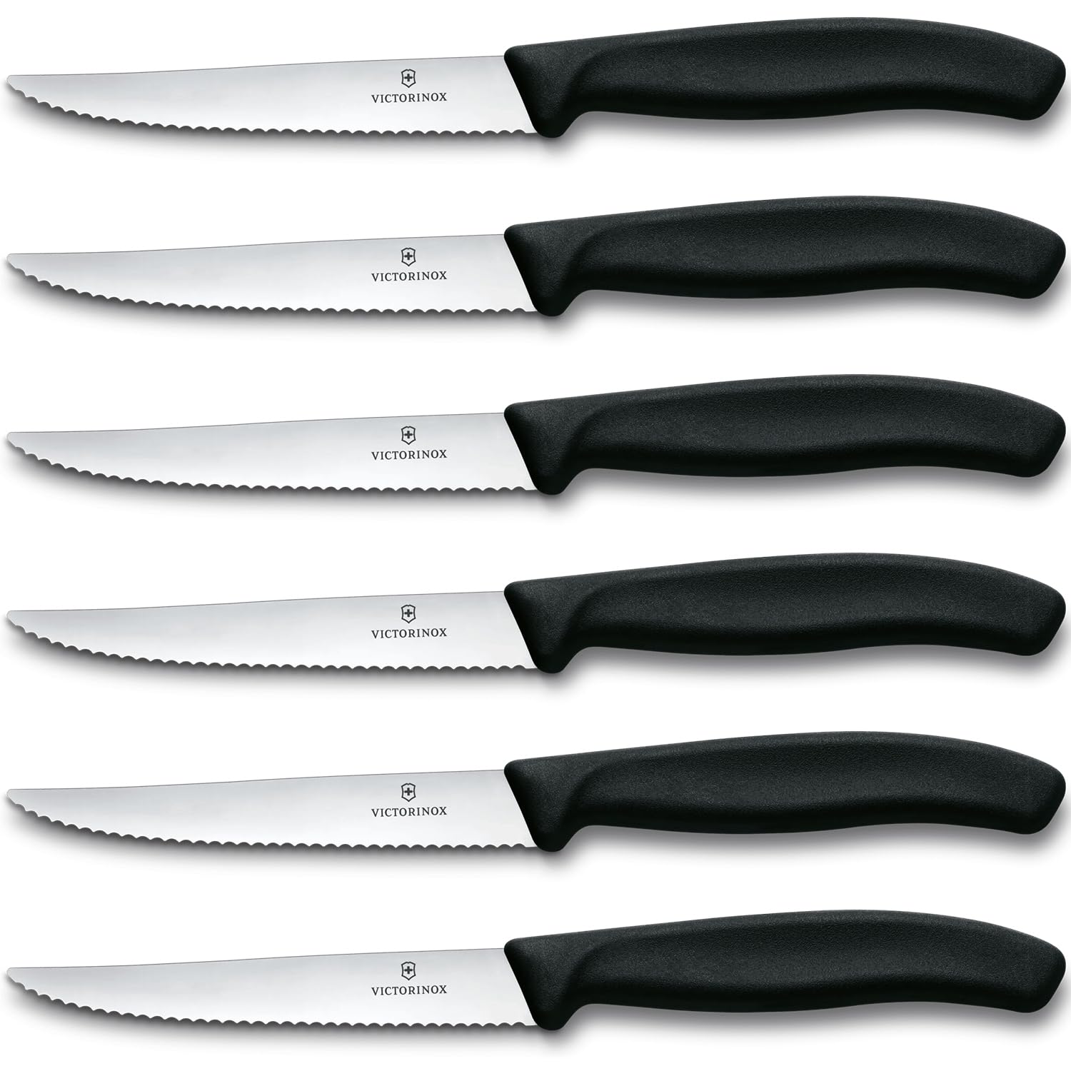 Victorinox Swiss Classic 6-Piece Steak Set with 4.5" Serrated Steak Knives | Black Handles