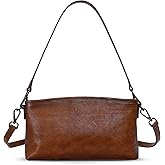 HESHE Leather Crossbody Bags for Women Lightweight Shoulder Purse Zipper Soft Vintage Satchel Handbags Travel Purse