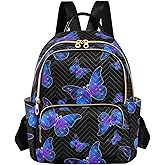 ALAZA Butterfly Print Galaxy Starry Small Backpack Purse for Women Travel Bag Fashion Daypack Back Pack Shoulder Bag