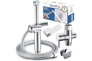 SonTiy Handheld Bidet Sprayer for Toilet, Adjustable Water Pressure Control Cloth Diaper Sprayer with Bidet Hose, Brass Hand Held Bidet Attachment Jet Spray for Toilet with Backflow Preventer, Chrome