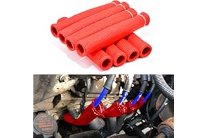 TUHOOMALL Spark Plug Protect Boot 1600 Degree Heat Shield Thermal Protection Insulator Sleeve Spark Plug Wire Boots 6 inch for Car Truck (Pack of 8) (Red)