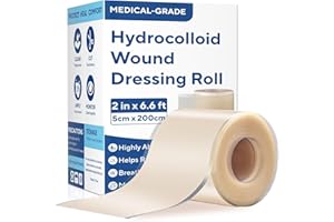 TUOHARLIY Hydrocolloid Roll for Wound Care, Hydrocolloid Bandages with Flexible & Ultra Absorbent, Waterproof and Self-Adhesive Extra Large Hydrocolloid Patch Tape for Blister Care, Cut-to-Size (2 in x 6.6 ft)