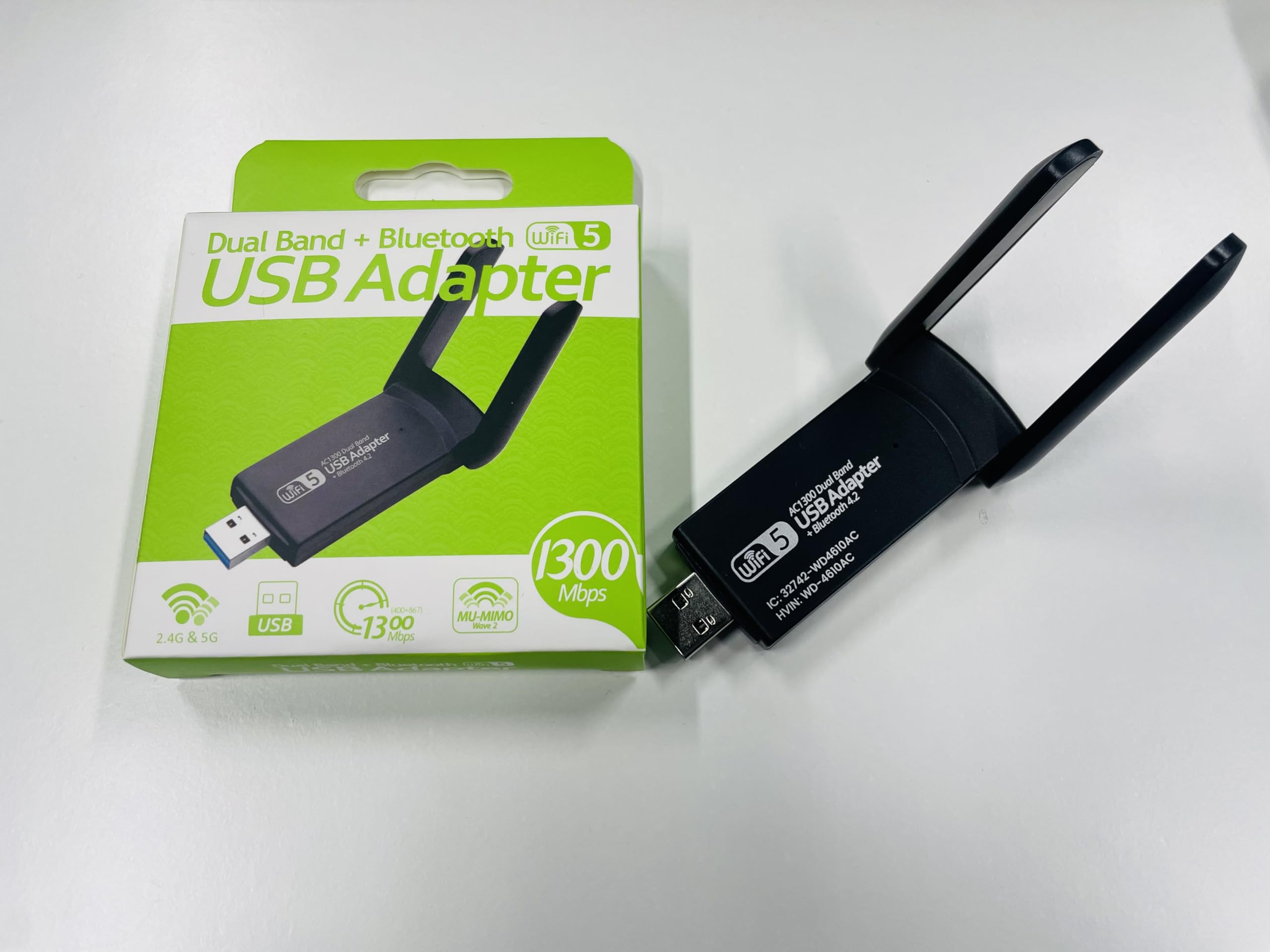 USB WiFi Bluetooth Adapter, 1300Mbps Dual Band 2.4/5Ghz Wireless Network External Receiver, Mini WiFi Dongle for PC/Laptop/Desktop