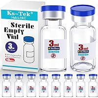 Ks-Tek Sterile Empty Vials with Self Healing Injection Port,with Flip Off Aluminum Cap,Sterile Package (3ml,10)