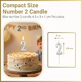 SHATCHI Birthday Number 2 Candle Silver Cake Topper Party Decor view 3