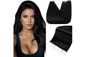 Fshine Tape on Hair Extensions 12 Inch Human Hair Tape In Extensions Color 1B Off Black 30 Grams Tape in Human Hair Extensions 20 Pcs Remy Hair Tape in Extensions