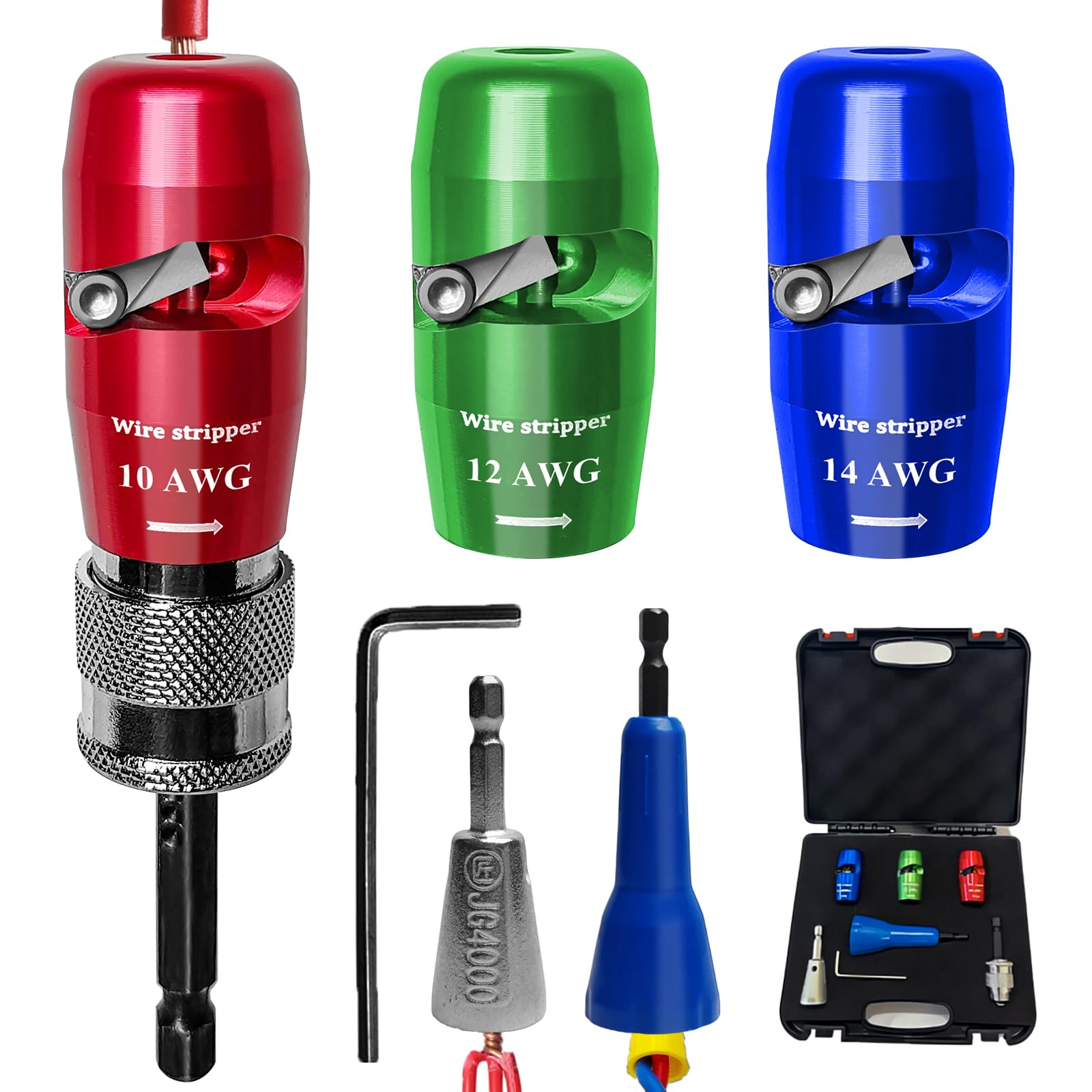 Wire Stripper & Twister Tool Set For Drill - 6 In 1 Professional Electrician Kit For Quick Wire