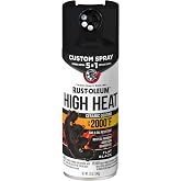 Rust-Oleum High Heat 5-in-1 Spray Paint, Flat Black | 5 Spray Patterns | Heat Resistant to 2000 F | Ceramic Formula | Gas &amp; Oil Resistant | Stops Rust Formula | Any-Angle Spray