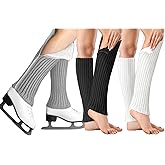 Cutecrop 3 Pair Leg Warmers for Women Ice Skating Figure Skating Winter Zipper Knit Fleece Lined Warmer
