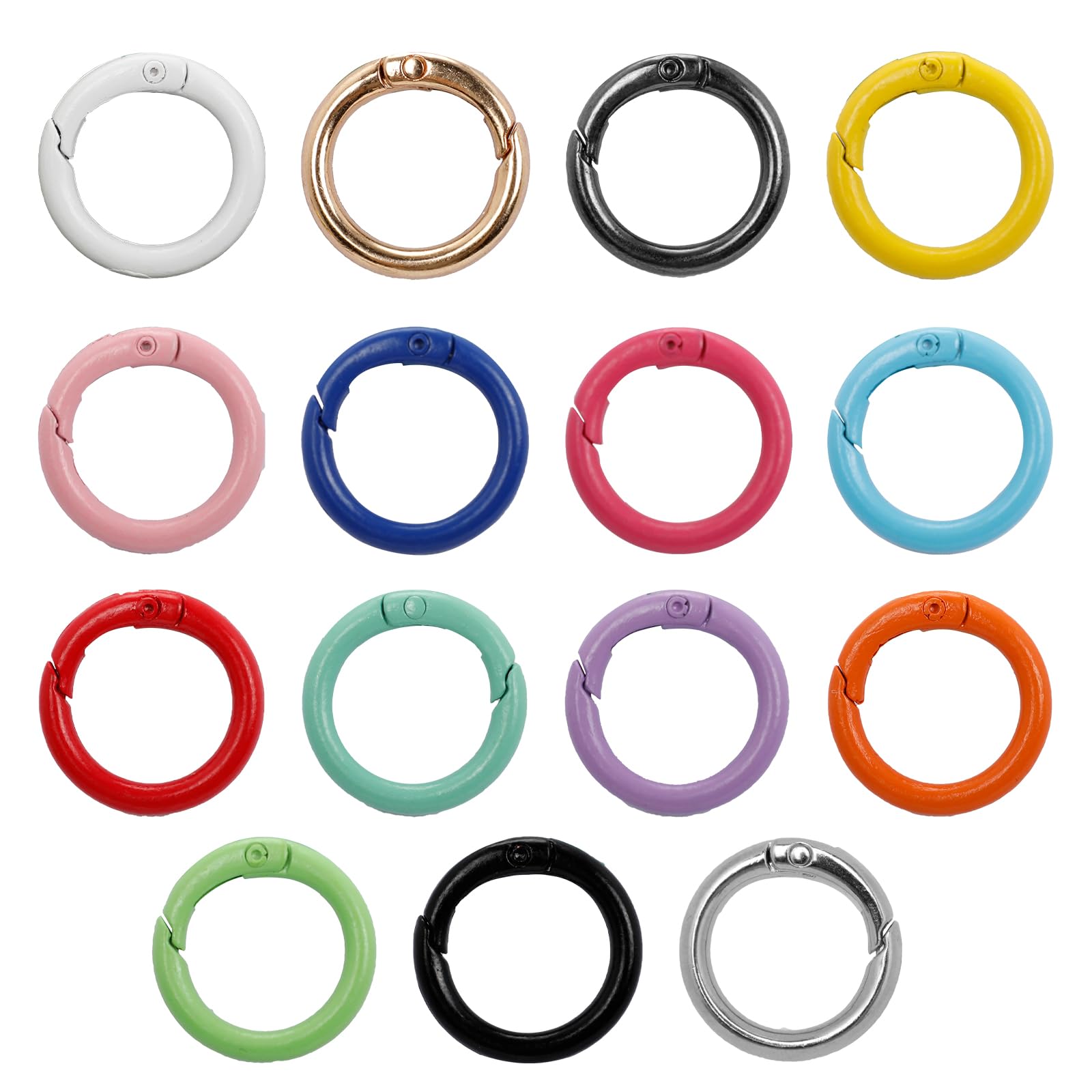 Photo 1 of 50Pcs Colorful Round Spring O Rings, Metal Trigger Snap Clip Keyring Buckle Hooks for DIY Accessories, Purse, Keychain, Handbag, Lanyard