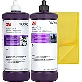 3M Perfect It Buffing and Polishing Kit | 36060 06094 3M Rubbing Compound and Machine Polish (Quart) | Buffing Compound, Car Polishing Kit | Bundled with Kangaroobands Microfiber Cloth