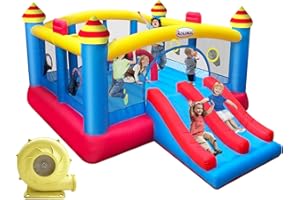 ROLONAL Big Inflatable Bounce House for Party,18.7ft x 13ft,Double Slide,Double Basketball Hoop,Fun Central Obstacle,Throw Ball Game,Reinforced PVC Bounce Floor,Jumping Bouncy Castle Holds 6 Kids