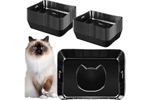 BOKON 50 Pieces Disposable Litter Boxes for Cats Small Kitty Litter Box Litter Tray for Pets Plastic Litter Boxes for Indoor Cats Kitten Hamster Rabbit Guinea Pig Travel, 15.7 x 11.8 x 3 Inches, Black