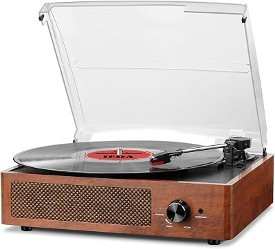 cotsoco Vinyl Record Player Turntable Bluetooth 2 Speakers 3 Speed Orange