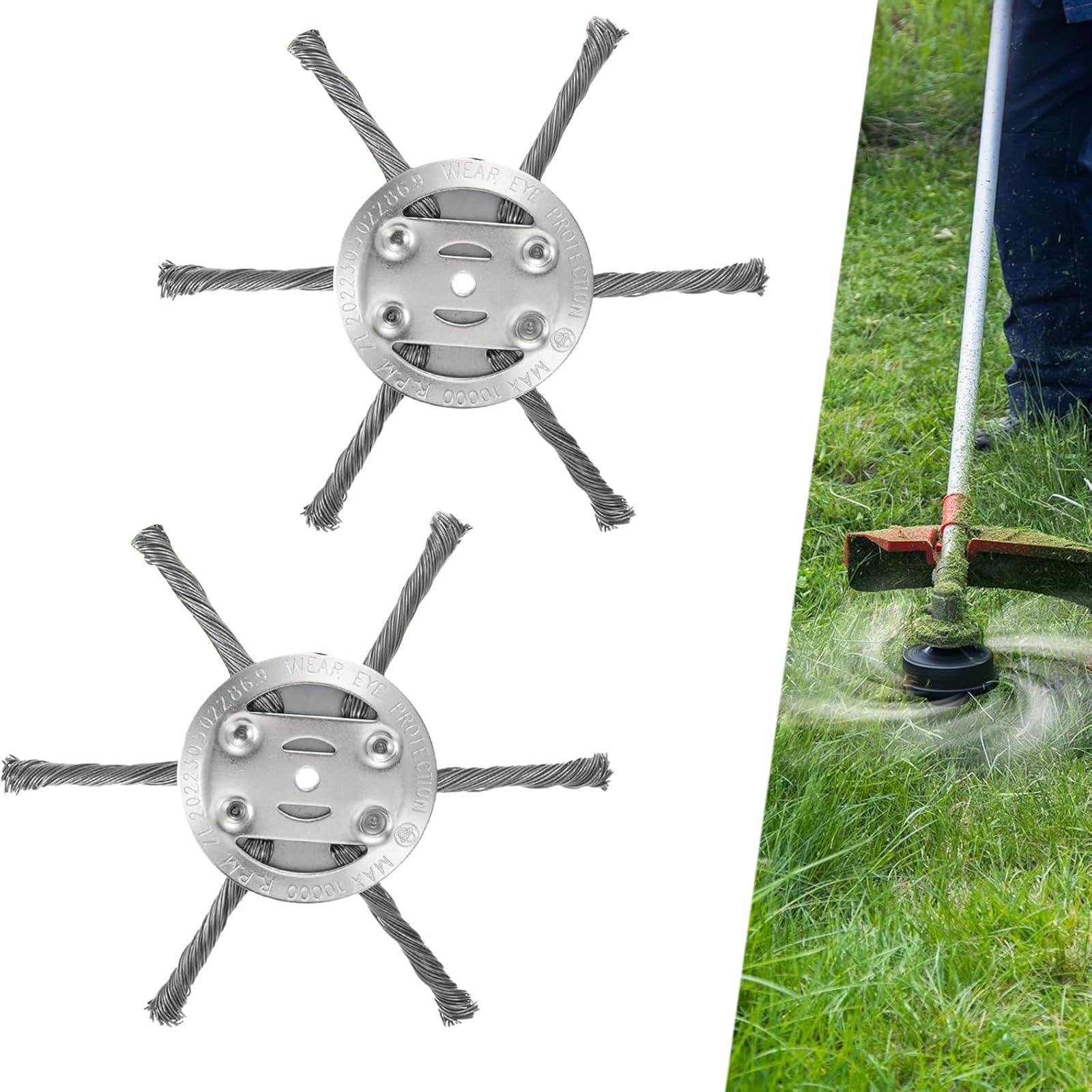 Photo 1 of 2PC Steel Wire Grass Trimmer Head - Universal Unbreakable Wire Weed Trimmer Head for Brush Cutters & String Trimmers - Durable High Carbon Steel Construction for Tough Weeds & Overgrowth