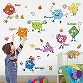 wondever Shapes Wall Decals Educational Learning Geometry Wall Stickers | Peel and Stick, Removable, Wall Art Decals, Wall Decoration, Kids Room, Classroom Baby Nursery Daycare Playroom Decor