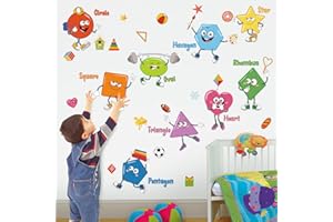 wondever Colorful Shapes Wall Stickers Toddler Room Decor Educational Learning Peel and Stick Nursery Wall Decals for Kids Be