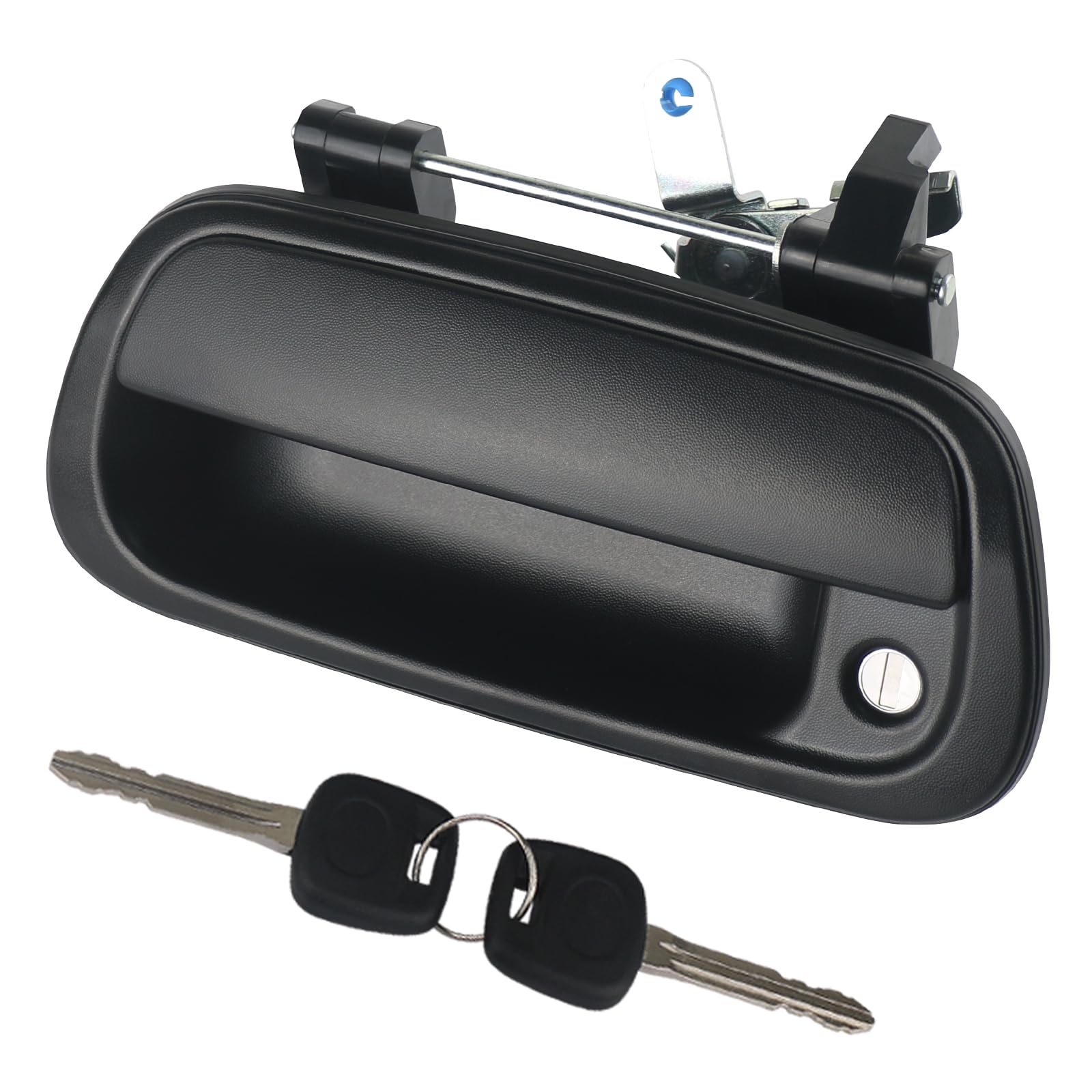 Photo 1 of omoZone Tailgate Handle Liftgate Latch Handle with Key Lock Cylinder Textured Black Compatible with 2000-2006 Toyota Tundra Replaces 69090-0C010 69090-0C030-C0 80866