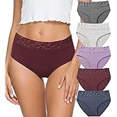 Altheanray Womens Underwear Cotton Panties for Women Bikini Underwear Soft Hipster Lace Breathable Ladies Briefs 5 Pack