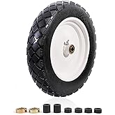 MZREXN 4.80/4.00-8" Flat Free Tire and Wheel, 15" Solid Wheelbarrow Tires, 3.00-4.00/4.80-8" with 5/8" & 3/4" Bearings, 3" Centered Hub for Hand Truck Garden Trailers Utility Cart Yard Wagon White