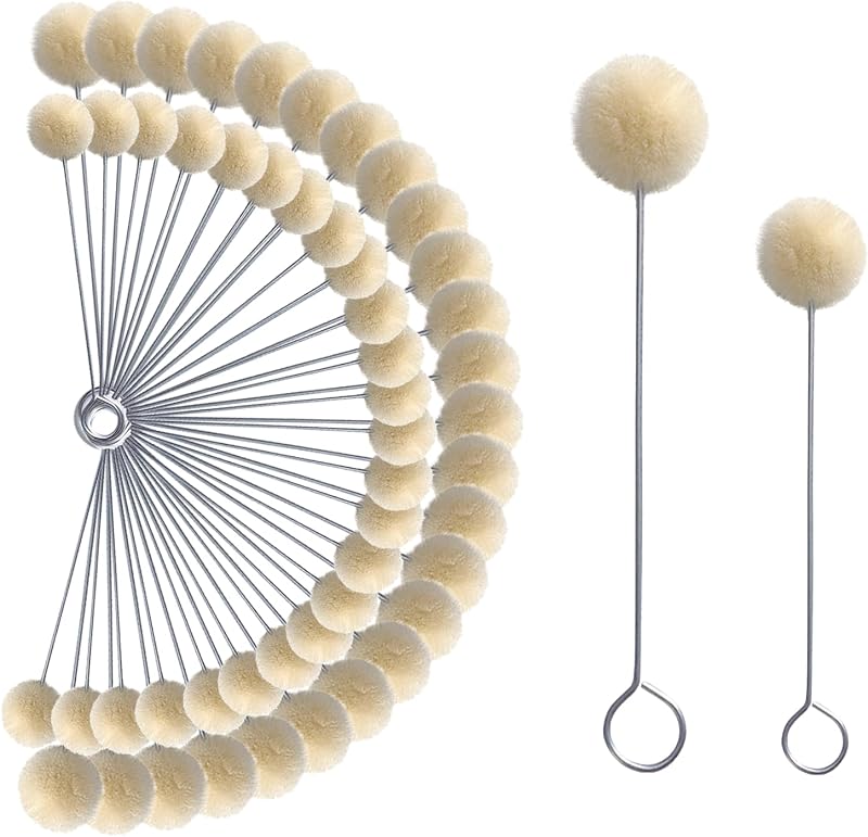 WanderGo Wool Daubers Ball Brush 50Pcs 2 Sizes Leather Dye Tool Metal Handle