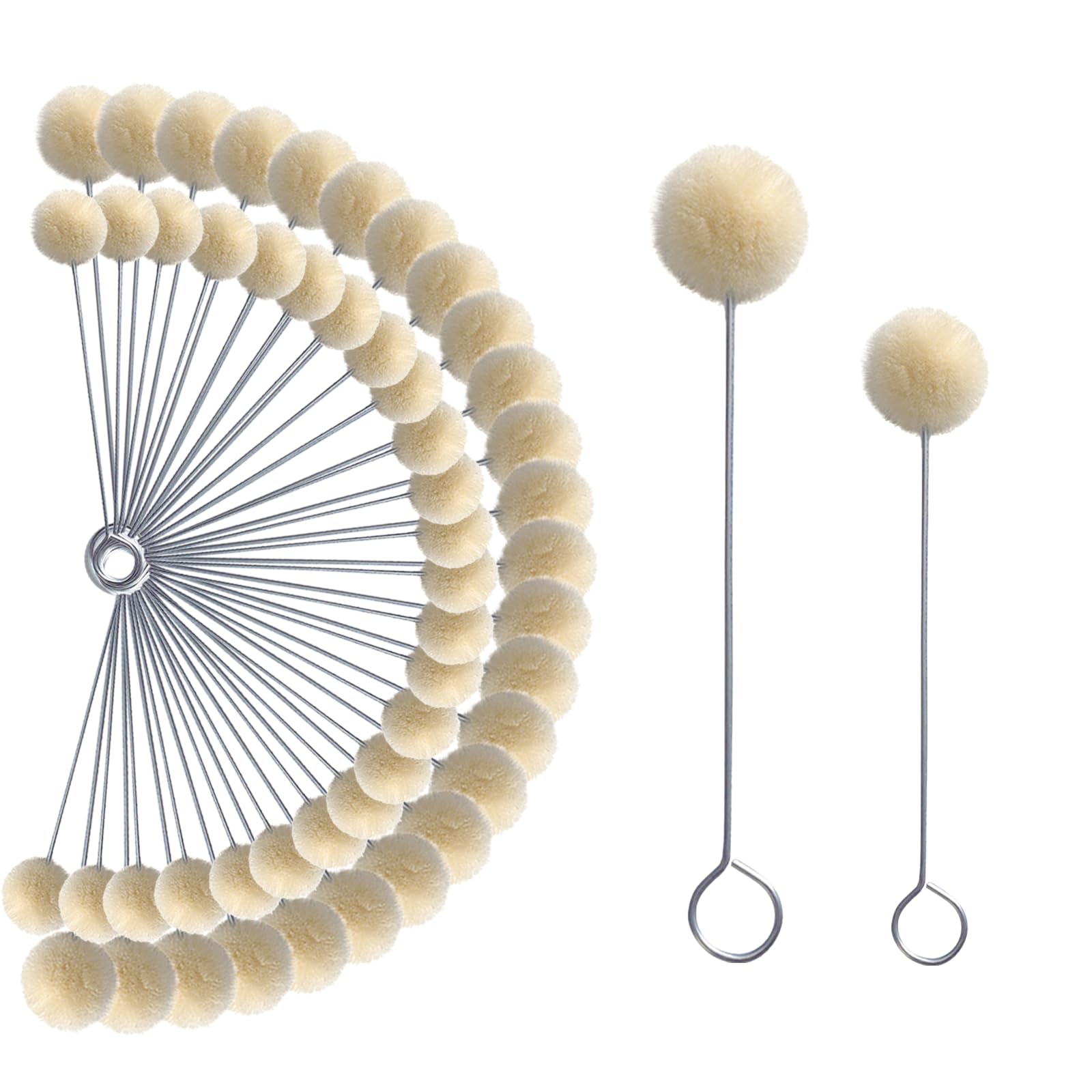 Wool Daubers Ball Brush, 50Pcs 2 Sizes Leather Dye Tool with Metal Handle, Fluffy Leather Dye Dauber for Dying, Gluing, Diy Crafts Projects