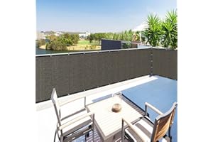 GENERIC Houssity Brown 2' x 8' Balcony Deck Fence Privacy Screen Cover Panel Shade Cloth Fabric for Chain Link Fence Patio Pool Railing Driveway Walkway Porch Playground Dog Kennel Residence Commercial Use