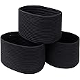 CubesLand Black Woven Baskets for Shelves Storage,Cube Shelf Closet, Set 3,Long-lasting &Skin-friendly Toy Storage Bin,Stylish Room Decor Basket,Cotton Rope Basket