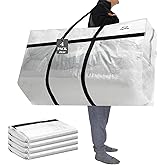 Windyun 4 Pack 69 Gallon Extra Large Moving Bags XXL Heavy Duty Storage Bag with Strong Zipper Handle Jumbo Big Tote Box Foldable for College Dorm Travel Clothes Duffle Blanket Pillow(Transparent)