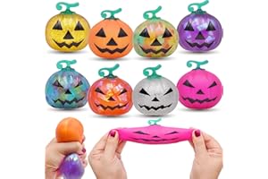 Howzcci 8 Pack Halloween Pumpkins Squeeze Toys Stress Ball Squishy Toys for Kids Girls Boys Halloween Goodie Bag Stuffers Party Favors Treat Bag Gifts