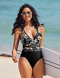 AI'MAGE Women One Piece Swimsuit Sexy V Neck