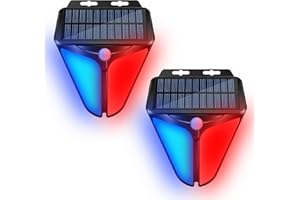 Aolyty Solar Strobe Warning Lights with 90DB Alarm Outdoor 2Pack, 4 Working Modes Solar Power Motion Sensor Alarm Light Waterproof Security Siren Light for Fence Pasture Home Farm Barn Villa Yard