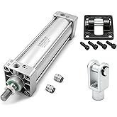 Baomain Pneumatic Air Cylinder SC 63x300, 2-1/2 Inch Bore, 12 Inch Stroke, 3/8 Inch PT Port, Dual Action, Screwed Piston Rod