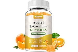 Sijigood Acetyl L-Carnitine Supplement, Natural Nutrition Supplement for Boost Energy, Immunity, Vegan, Orange Flavor, 60 Count