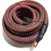 Xscorpion 1/0 AWG Snakeskin Braided Sleeving Power OFC Marine Wire Cable 7 Colors, 6 Different Lengths, Assembled by Hand in US (Black/Red, 20FT)