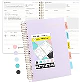 SUNEE Meeting Notebook for Work with Action Items - 160 Pages, A4 Size Project Planner, Spiral Meeting Agenda/Minutes Notebook Organizer for Women Men, Note Taking, Office & Business, 8.5"x11", Purple