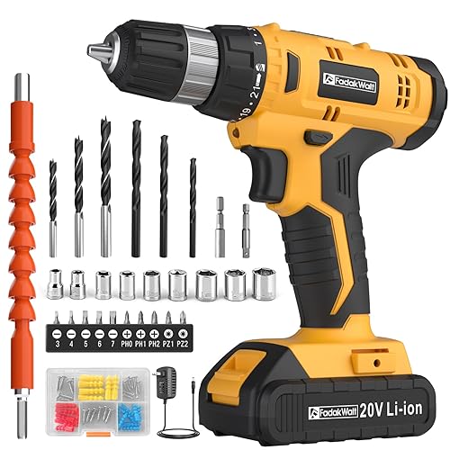 Cordless Drill Set, 20V Electric Power Drill with Battery And Charger,  Torque 30N, 21+1 Torque Setting, 3/8-Inch Keyless Chuck, Drill Driver Bits  Kit,