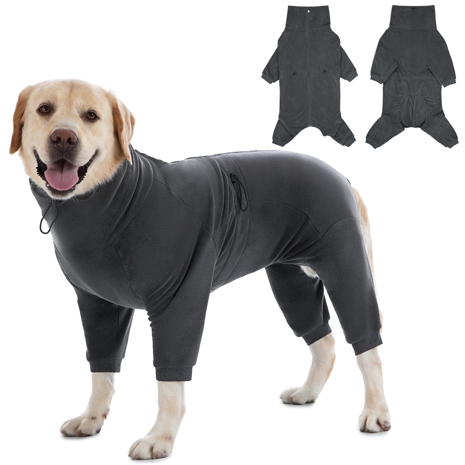 Axcimond Puppy Winter Warm Fleece Onesie with Zipper, Body Warming Sweater for Small to Large Dogs, Clothes & Accessories
