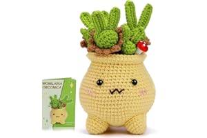 MORFEN Crochet Kit for Beginners, Crochet Starter Kit, Potted Plants Crochet Kits for Adults, Crochet Knitting Supplies with Crochet Yarn, Hooks, Step-by-Step Video Tutorial for DIY Halloween Decorations