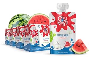 CALI WATER Caliwater - Kids Organic Cactus Water Pouches - Watermelon - 10 Calories - Natural Plant Based Hydration Drinks - Flavored Water - Replaces Coconut Water, Juice Boxes - Vegan, Electrolytes - 24 Count
