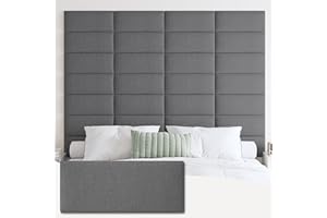 IFNOW Upholstered Wall Mounted Headboard, 3D Soundproof Wall Panels Peel and Stick Headboard for Queen Size, Reusable and Removable Tufted Bed Headboards in Dark Grey(9 Panels, 10" x 24")
