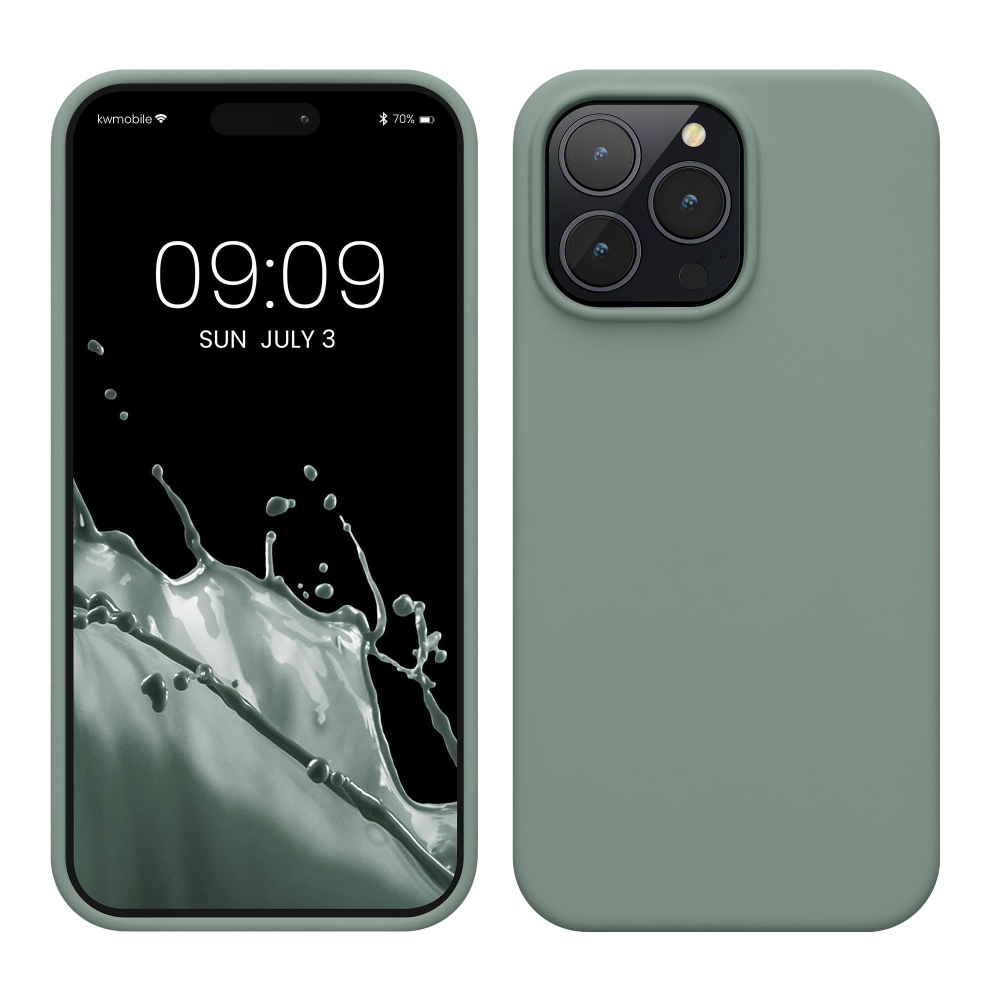 kwmobile Case for iPhone 14 Pro Max Case - Slim Soft TPU Silicone Cover - Works with Wireless Charging - Rainwashed Green โ image 1
