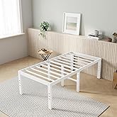 Novilla Twin Bed Frame, 18 Inch Metal Platform Bed Frame Twin Size with Storage Space Under Bed, Heavy Duty Steel Slat Support, Easy Assembly, No Box Spring Needed, White