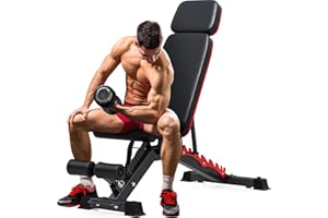 Fostoy 1200LBS Weight Bench Heavy-Duty Workout Bench for Home Gym Adjustable Bench Press with Headrest Incline Flat Decline Sit-up Bench Strength Training Bench for Full Body Workout
